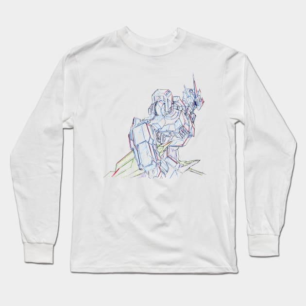 Barbatos Gundam Standby Sketch Long Sleeve T-Shirt by Pakyu Pashion